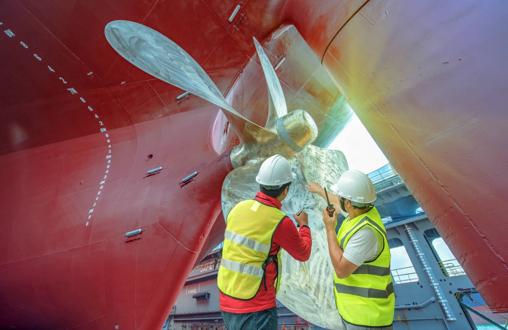 Workers at Hythe Shipyard