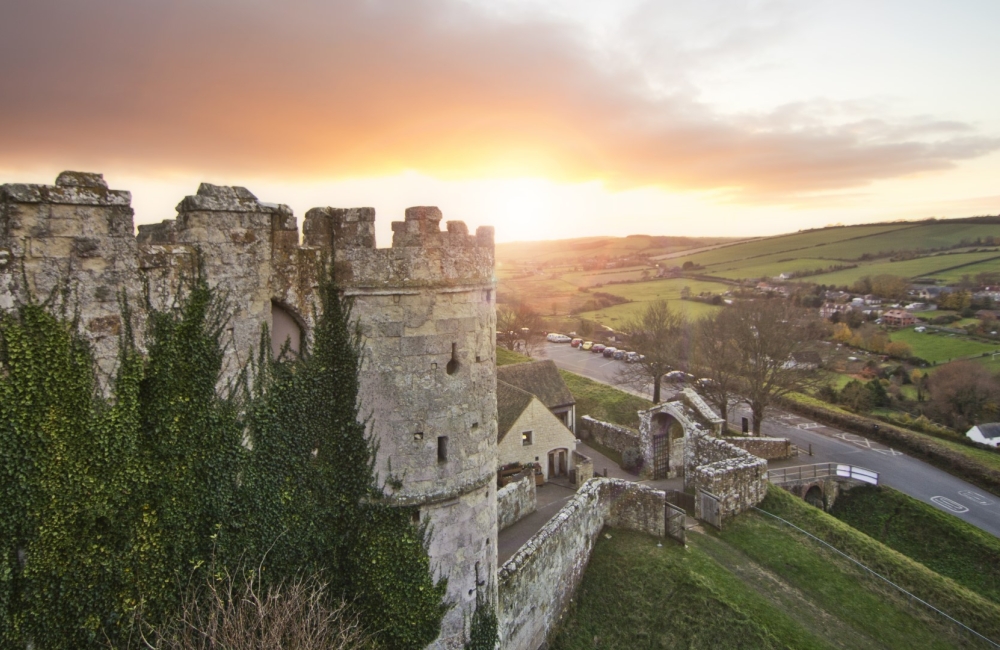 carisbrooke castle at sunset