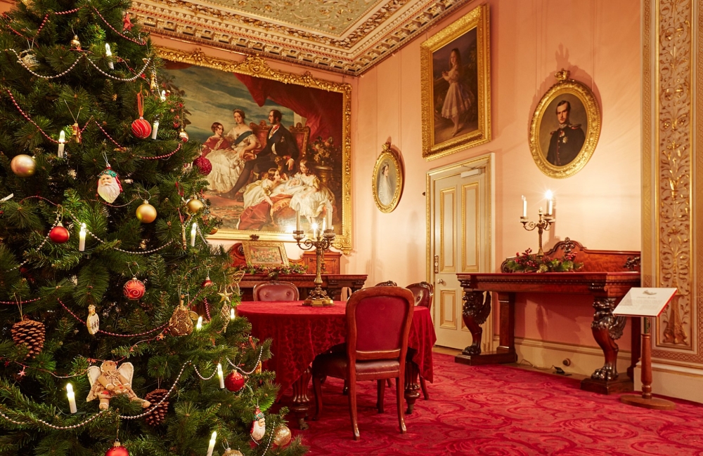 christmas tree amongst period decor