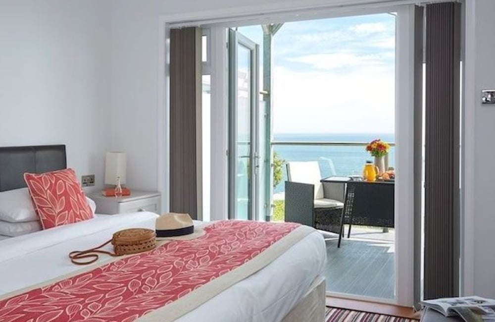 Luccombe Hall Hotel sea facing twin or king bedroom with balcony