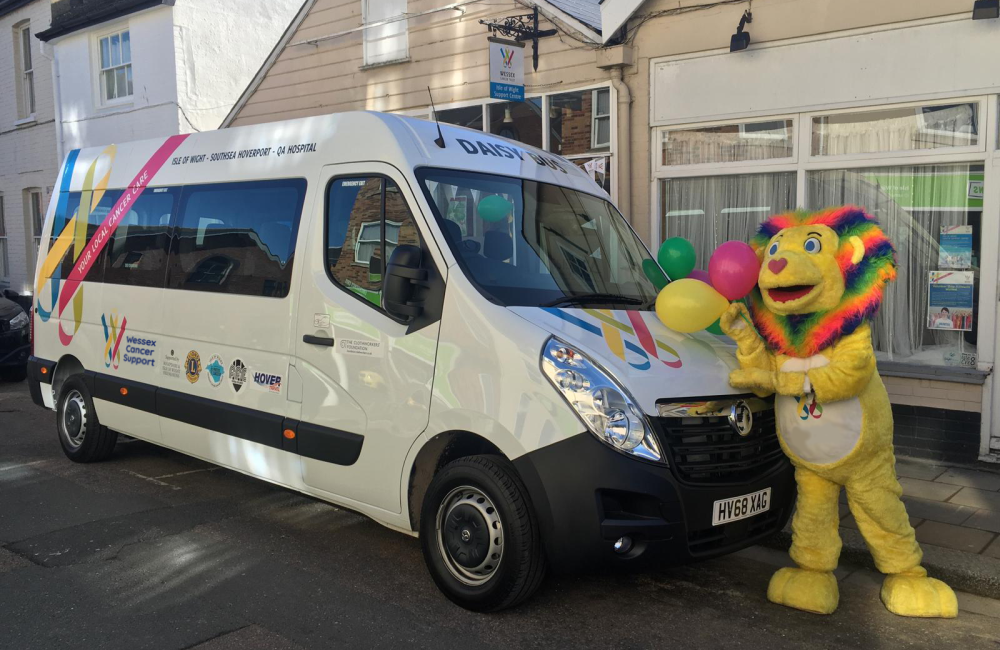 wessex-cancer-support daisy bus and mascot