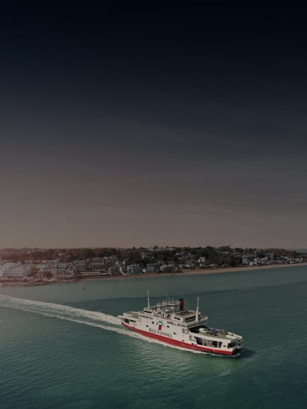 aerial photo of ferry at sea