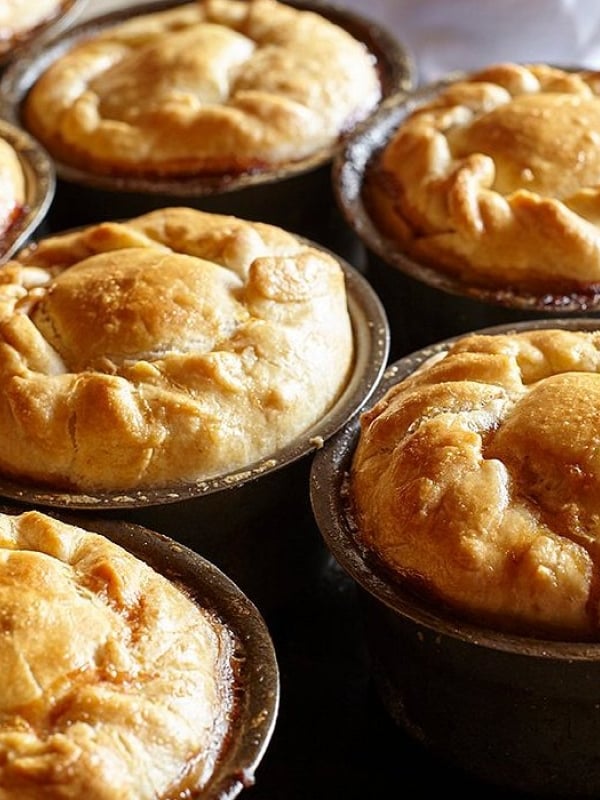 an array of freshly made pies