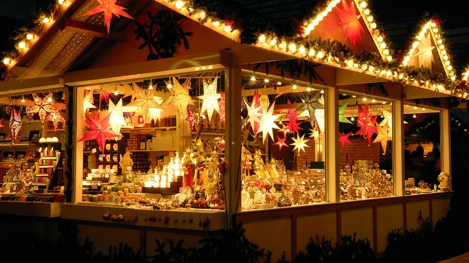 christmas market stall selling crafts