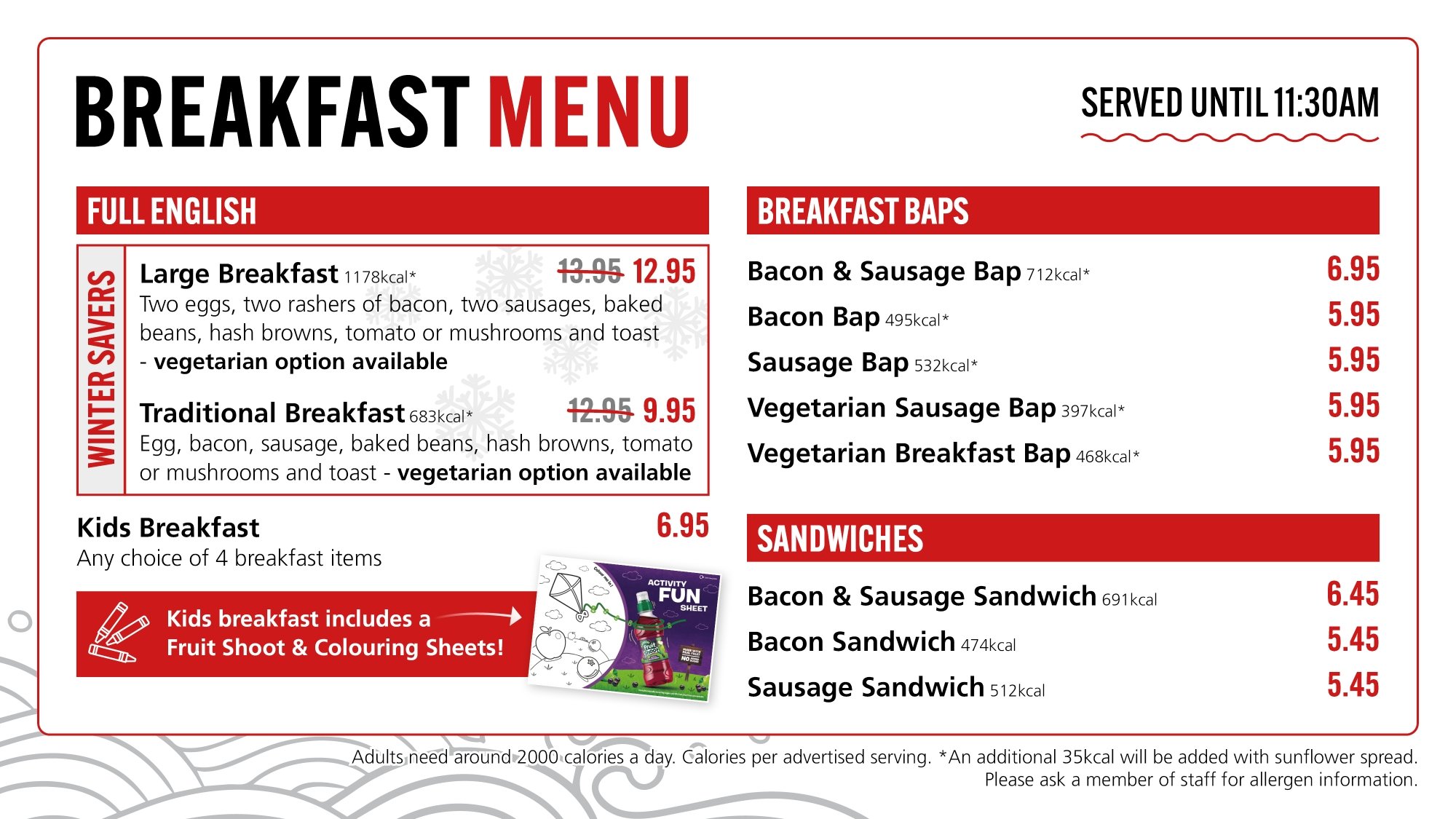 Winter Savers Breakfast Menu 1