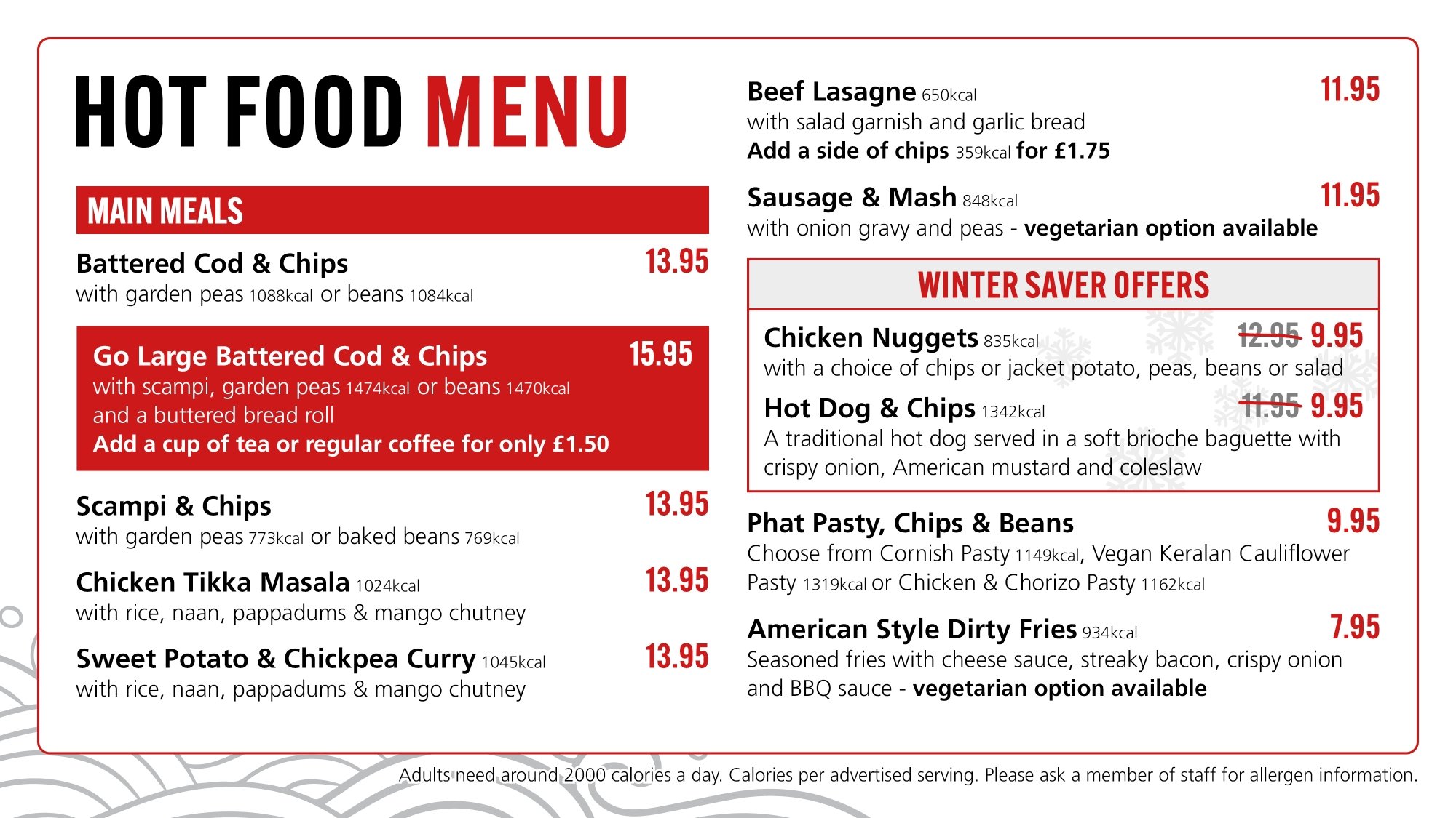 Winter Savers Hot Food Menu 1