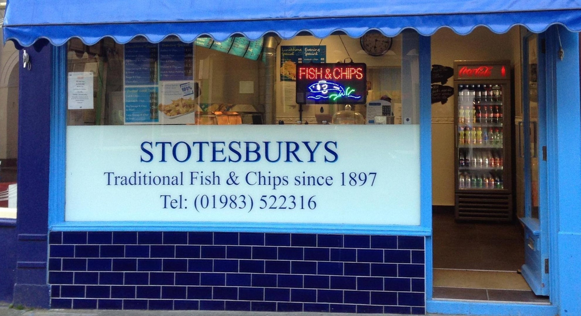 stotesbury's blue themed shopfront
