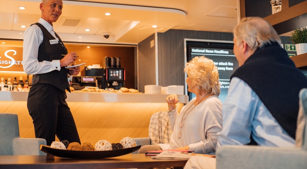 Couple dining on the ferry 