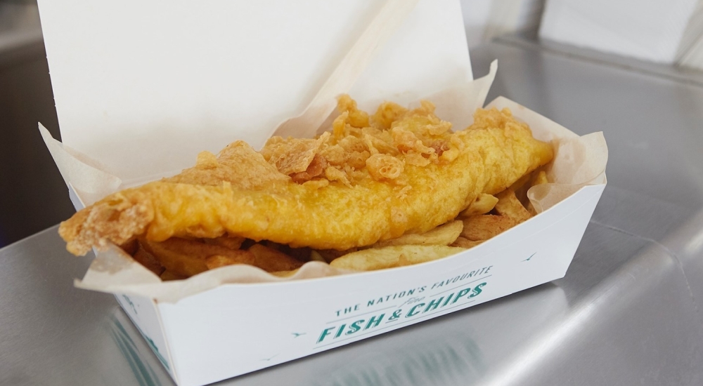 box of battered fish and chips
