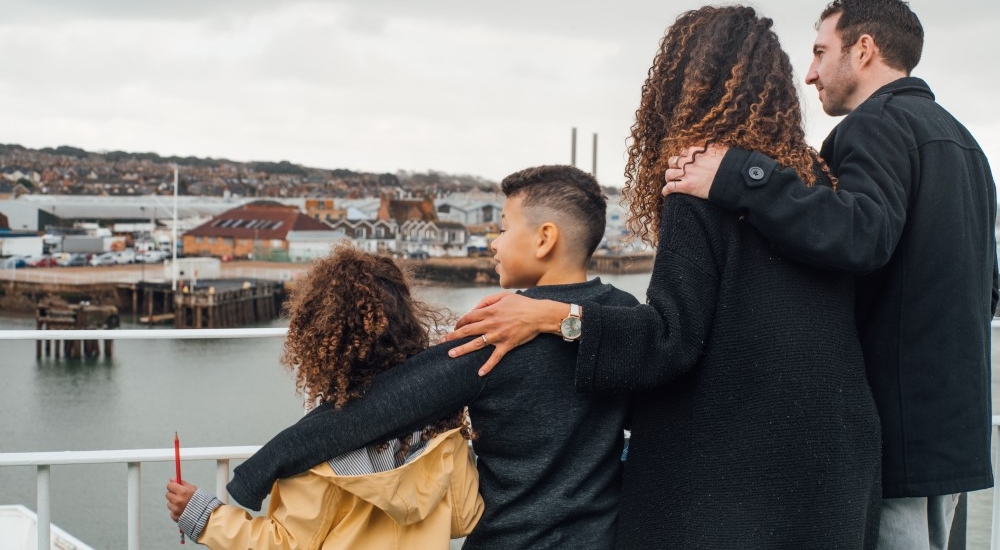 Family on ferry