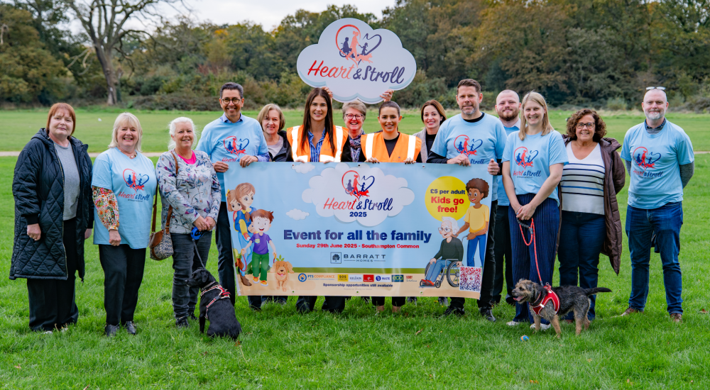 group photo in blue heart & stroll t shirts