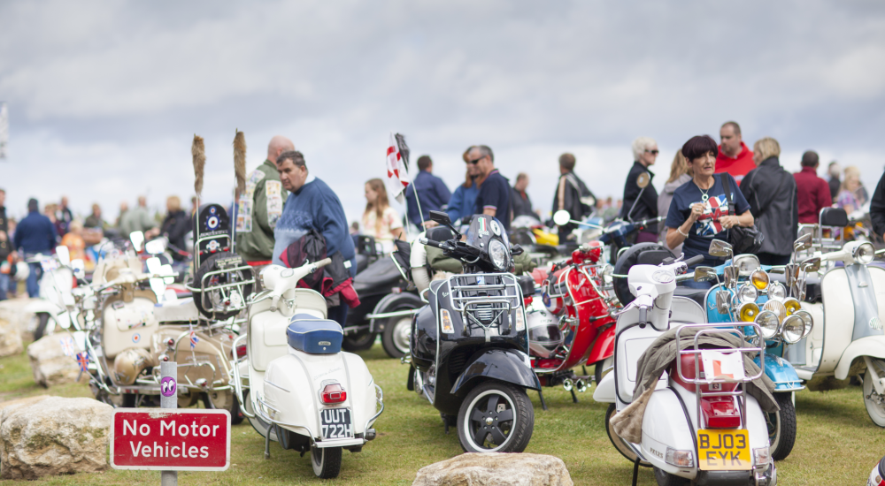 scooters and crowds